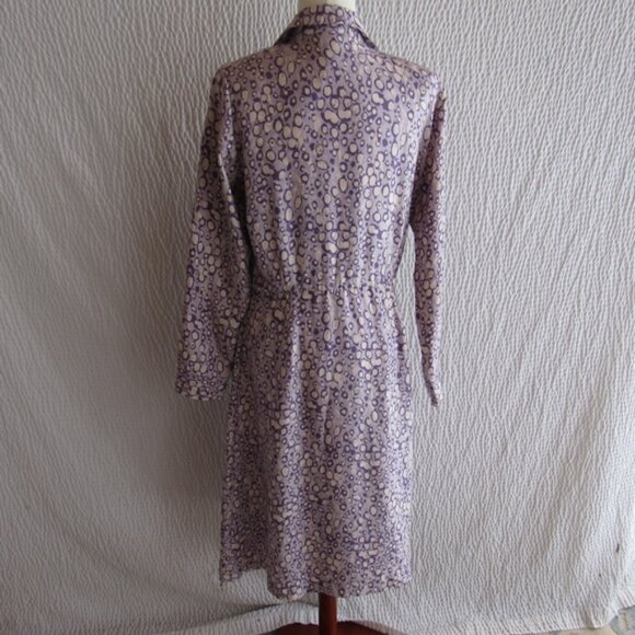 Bob Mackie 100% Silk Wrap Dress 10 Purple White Graphic Print New M Abstract - Picture 11 of 13